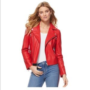 Sexy RED moto leather jacket